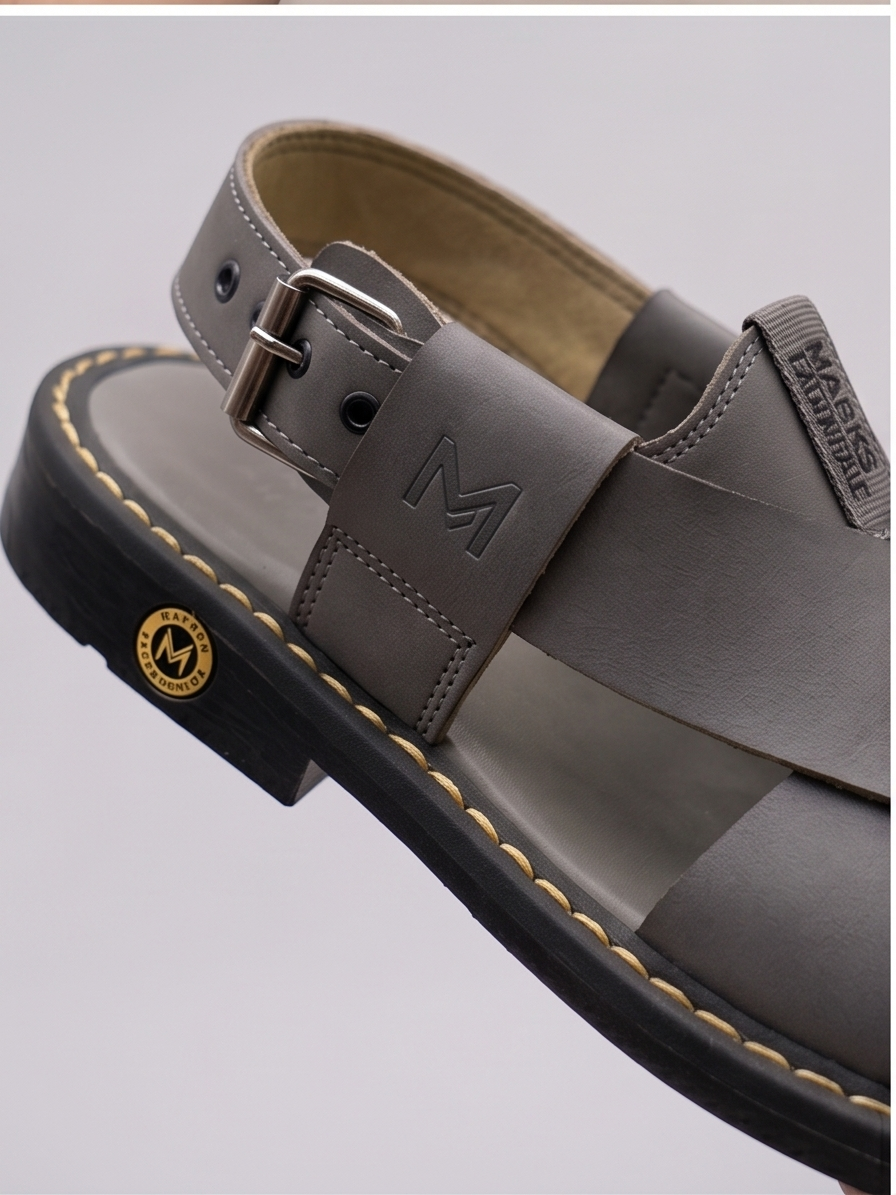 Premium Handcrafted Peshawari Chappal - Slate Grey