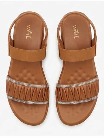 Amber Glow Ruched Wedge Sandals