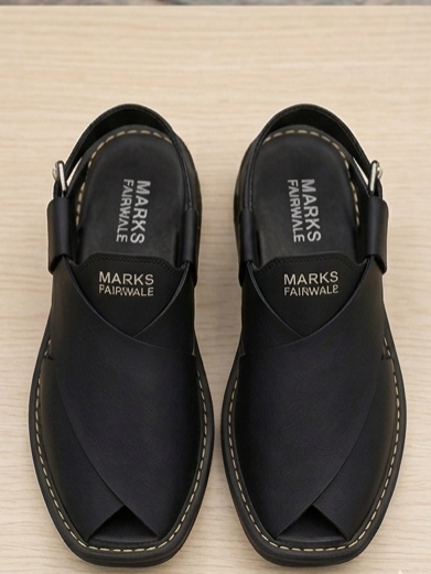 Handcrafted Premium Peshawari Chappal - Black