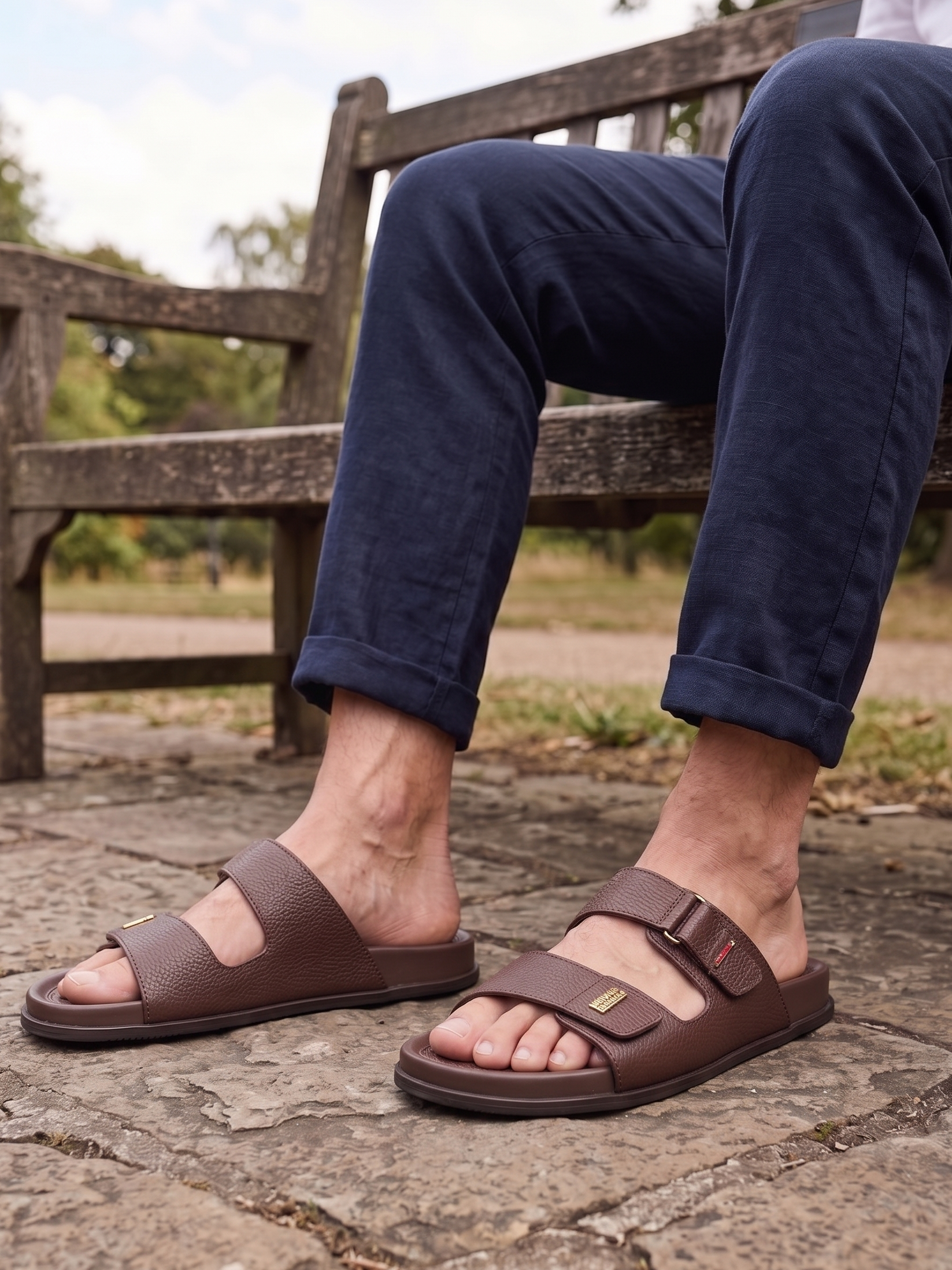 Men's Pebbled Comfort Slippers in Brown