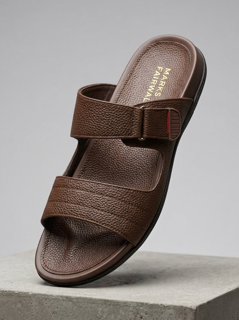 Men's Pebbled Comfort Slippers in Brown